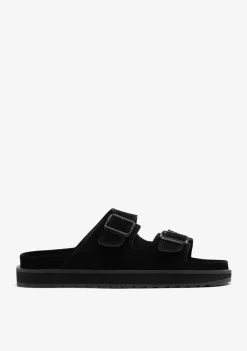 D.Franklin Nordic Sandal Buckle Full Black|Damen Sandalen