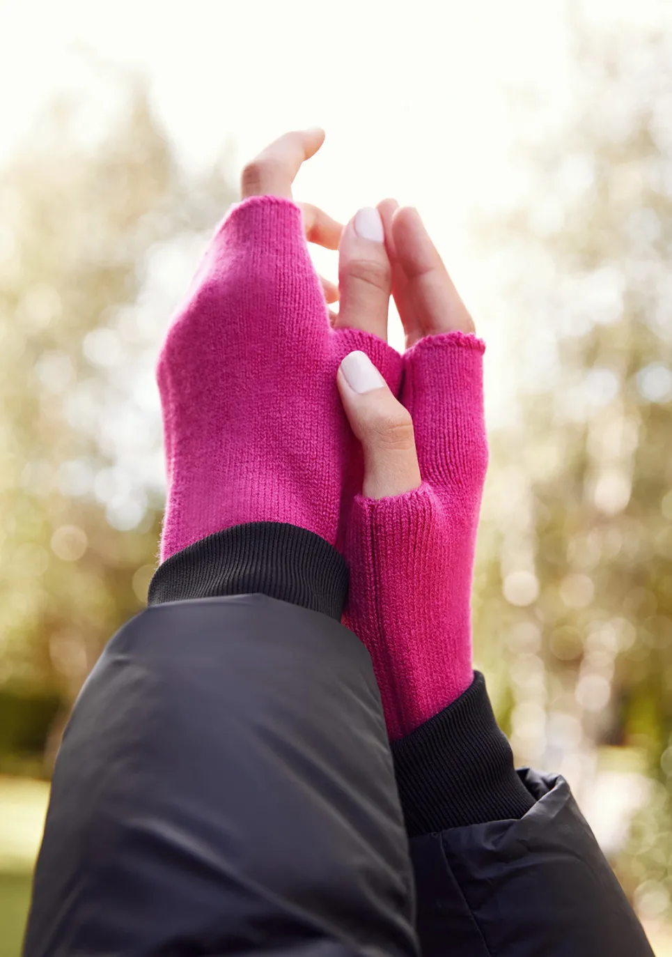 D.Franklin Nordic TRK Knitted Fingerless Gloves Fushsia|Damen Mützen, Schals Und Handschuhe