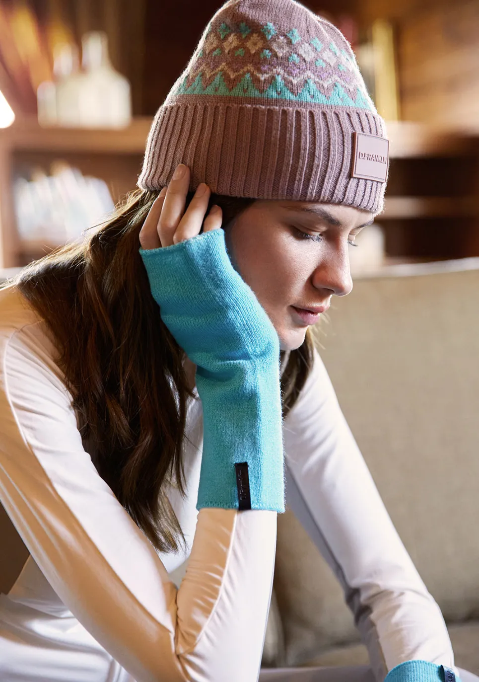 D.Franklin Nordic TRK Knitted Fingerless Gloves Teal|Damen Mützen, Schals Und Handschuhe