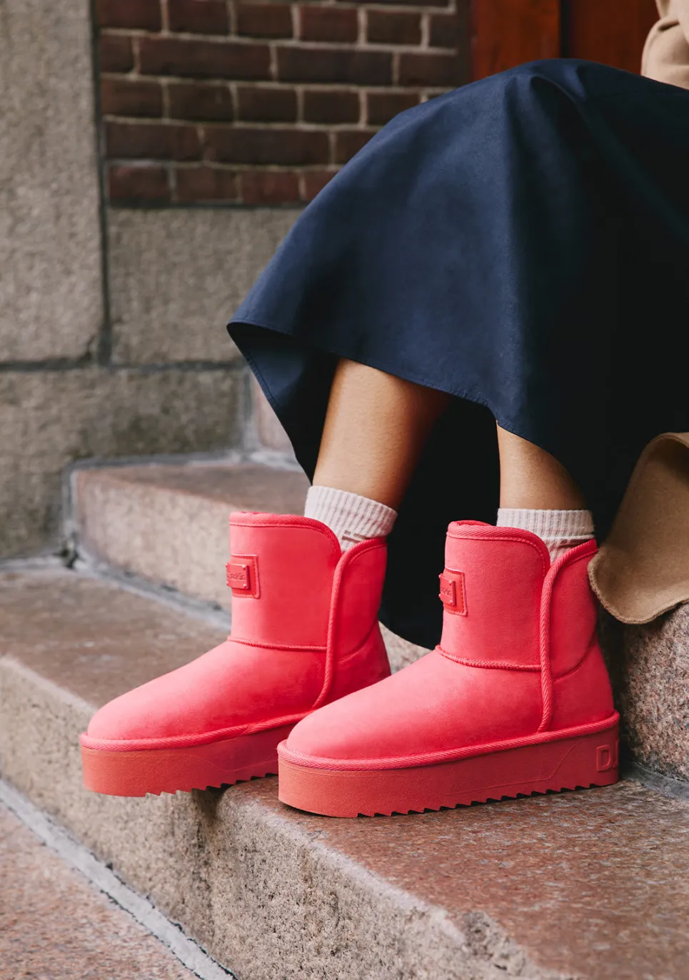D.Franklin Nordic V.2 Basic Low Coral|Damen Plattform-Stiefel|Australische Stiefel