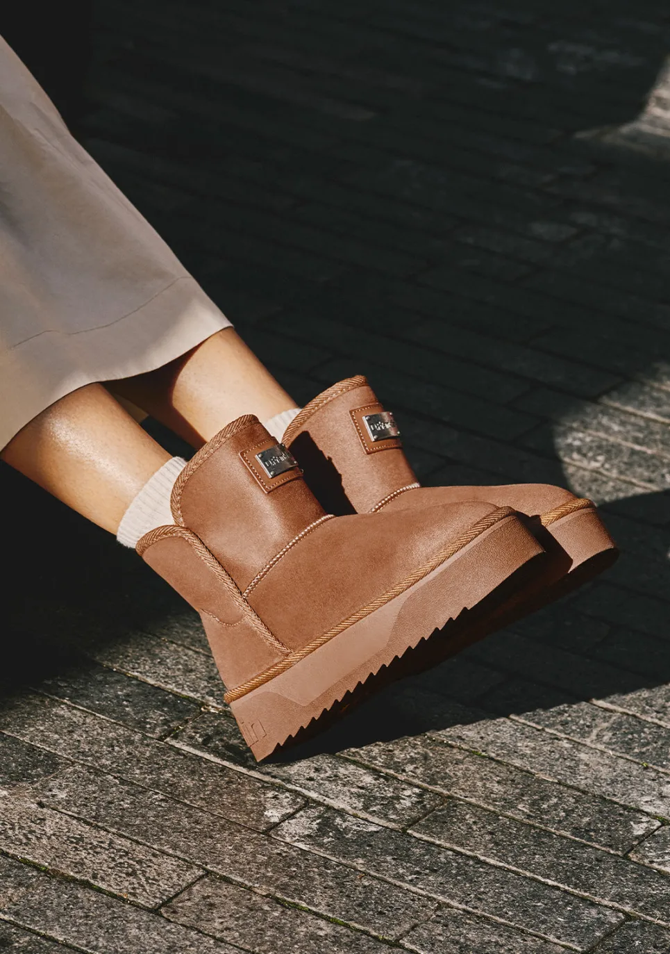 D.Franklin Nordic V.2 Basic Low Tan|Damen Plattform-Stiefel|Stiefel