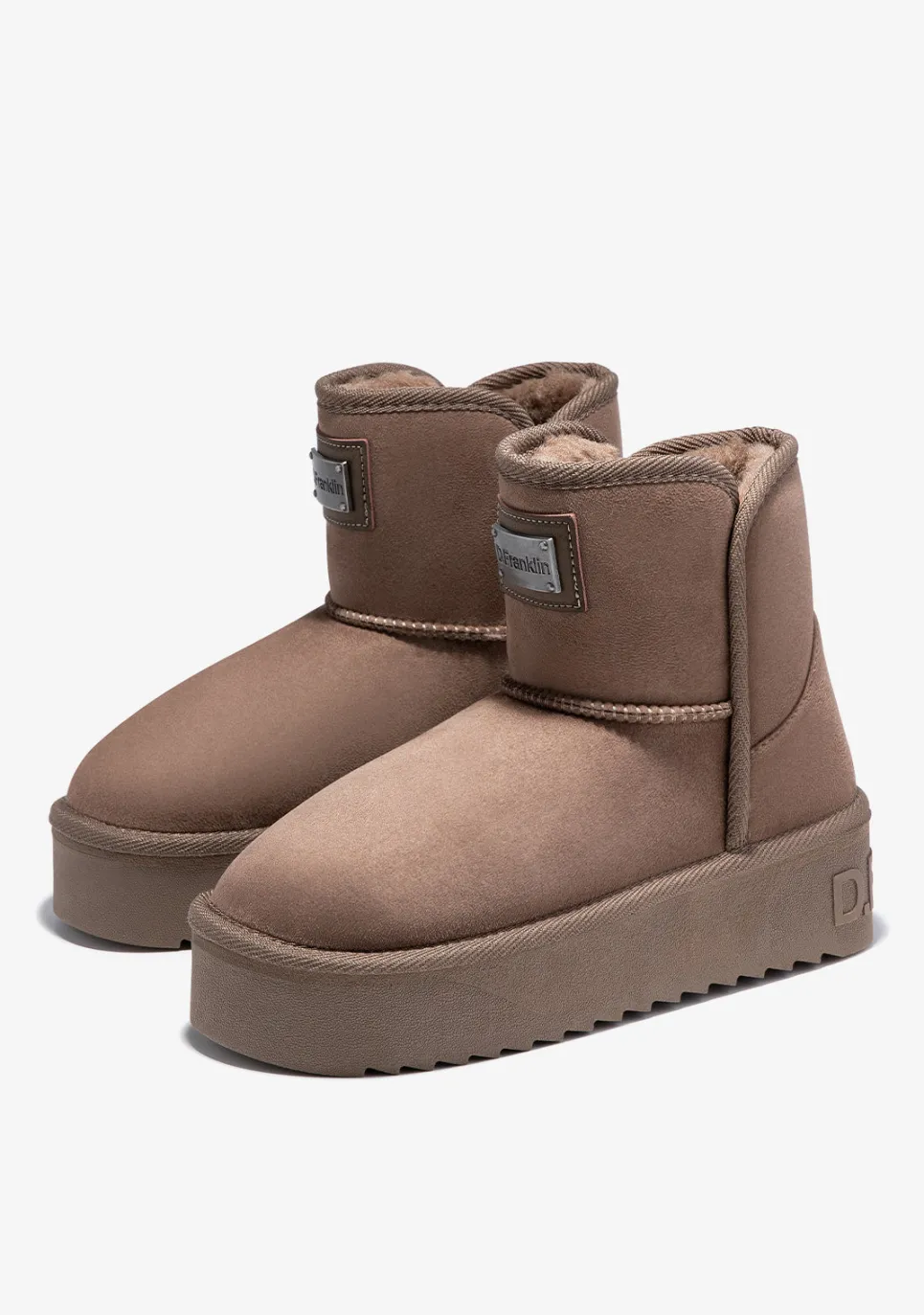 D.Franklin Nordic V.2 Basic Low Taupe|Damen Plattform-Stiefel|Stiefel