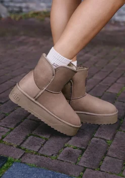 D.Franklin Nordic V.2 Basic Low Taupe|Damen Plattform-Stiefel|Stiefel