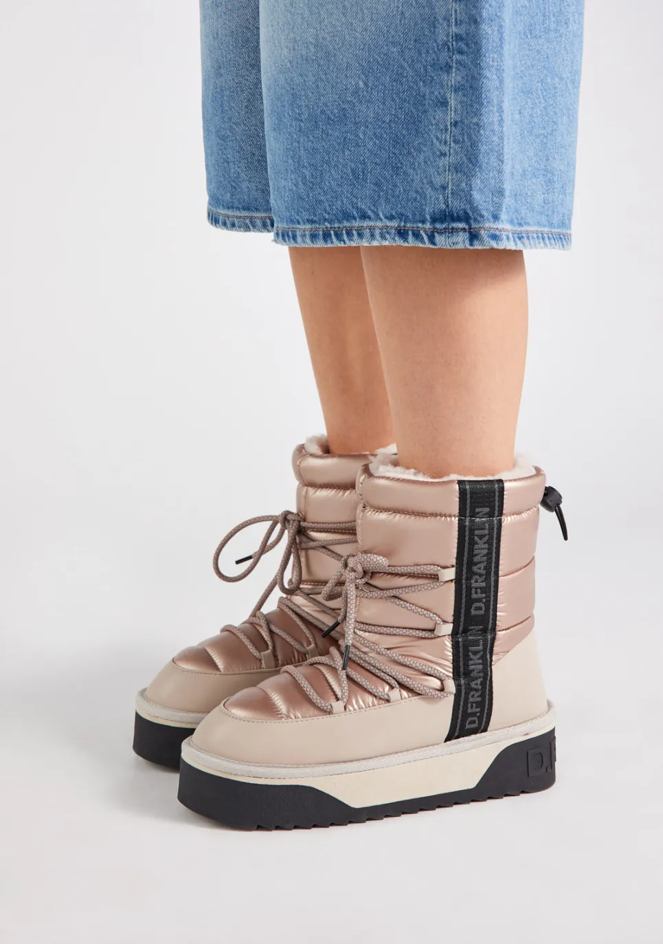 D.Franklin Nordic V.2 Bomb Beige|Damen Plattform-Stiefel|Stiefel