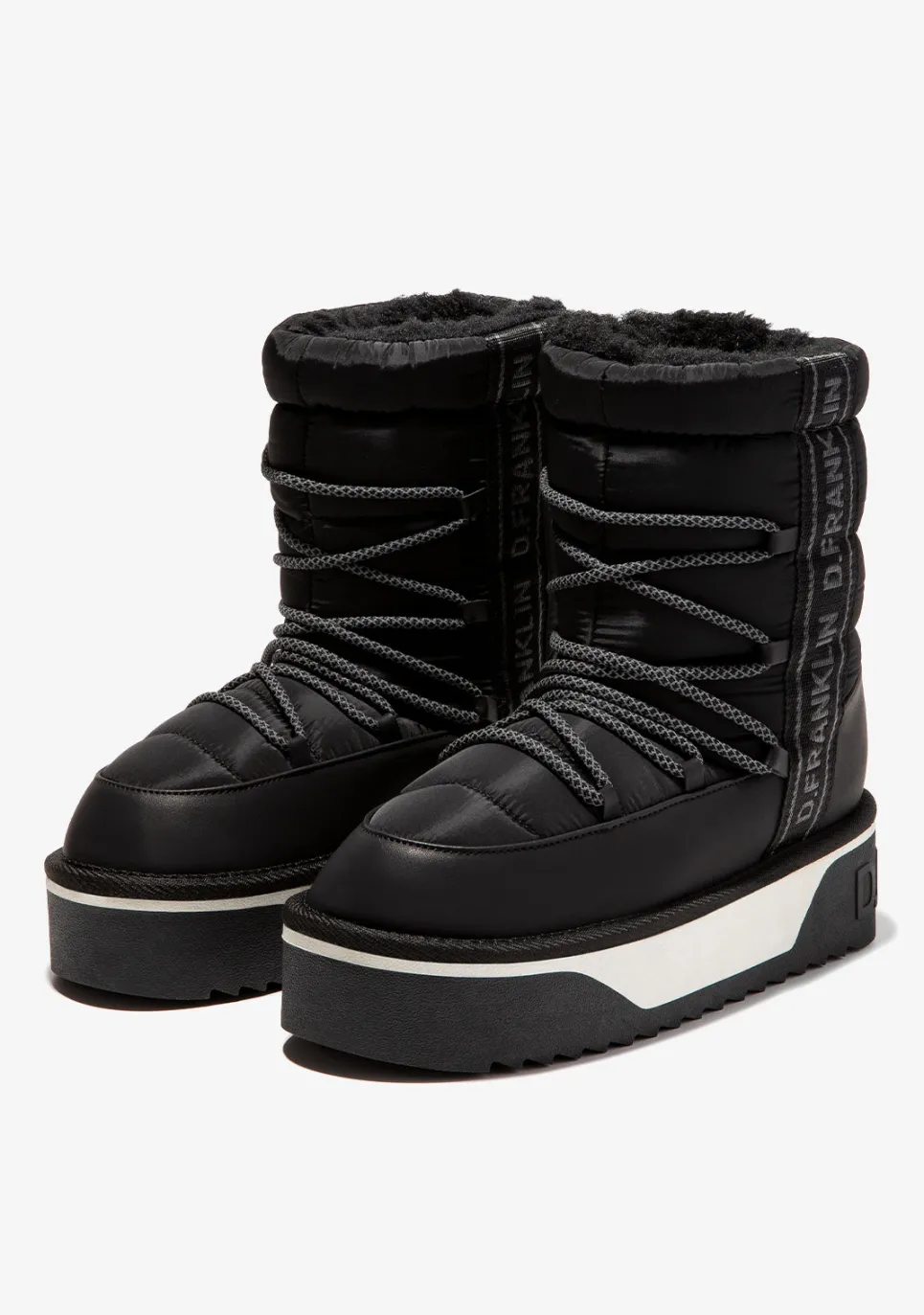 D.Franklin Nordic V.2 Bomb Black|Damen Plattform-Stiefel|Stiefel
