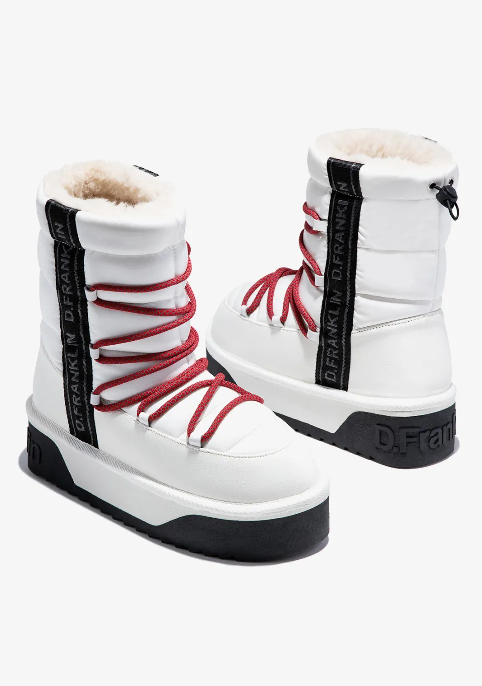 D.Franklin Nordic V.2 Shiny Bomb White|Damen Plattform-Stiefel|Stiefel