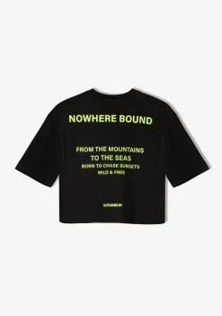 D.Franklin Nowhere Bound Cropped T-Shirt Black / Lime|Damen T-Shirts