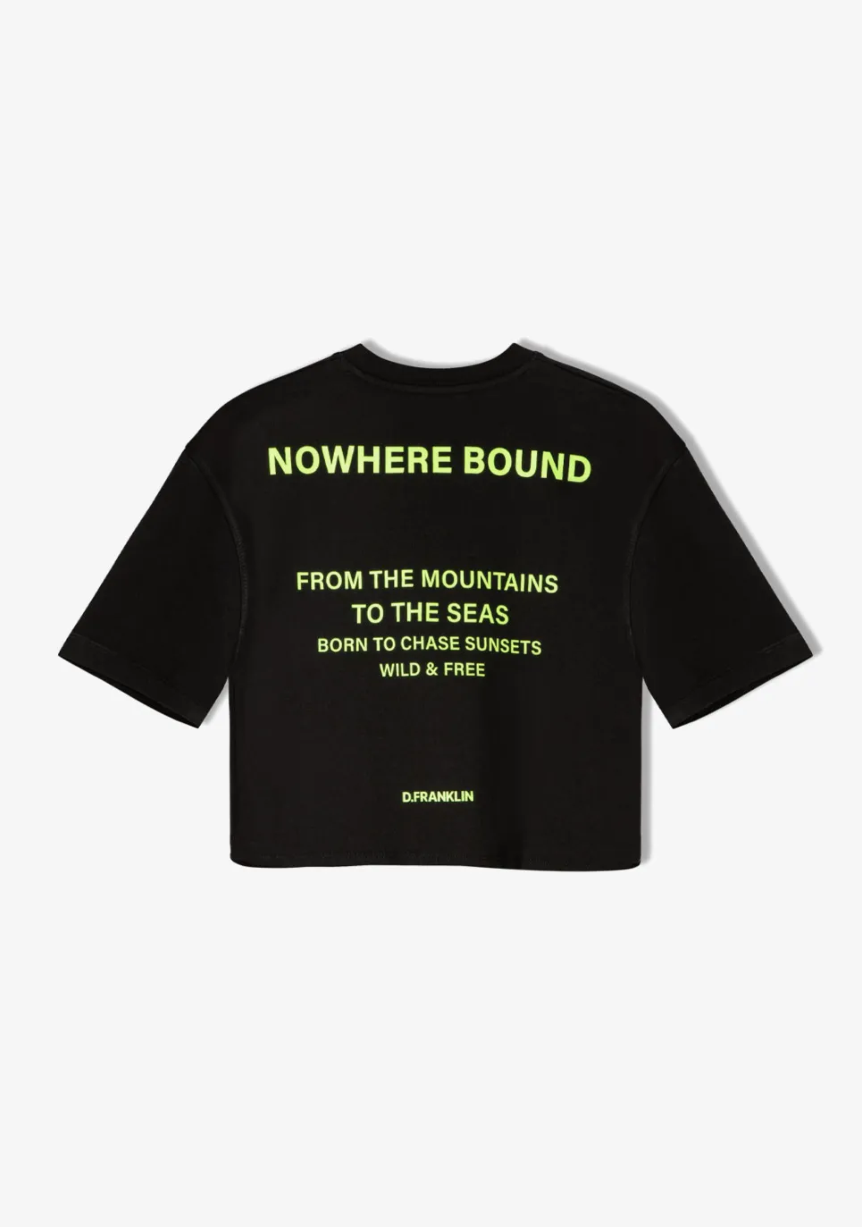 D.Franklin Nowhere Bound Cropped T-Shirt Black / Lime|Damen T-Shirts