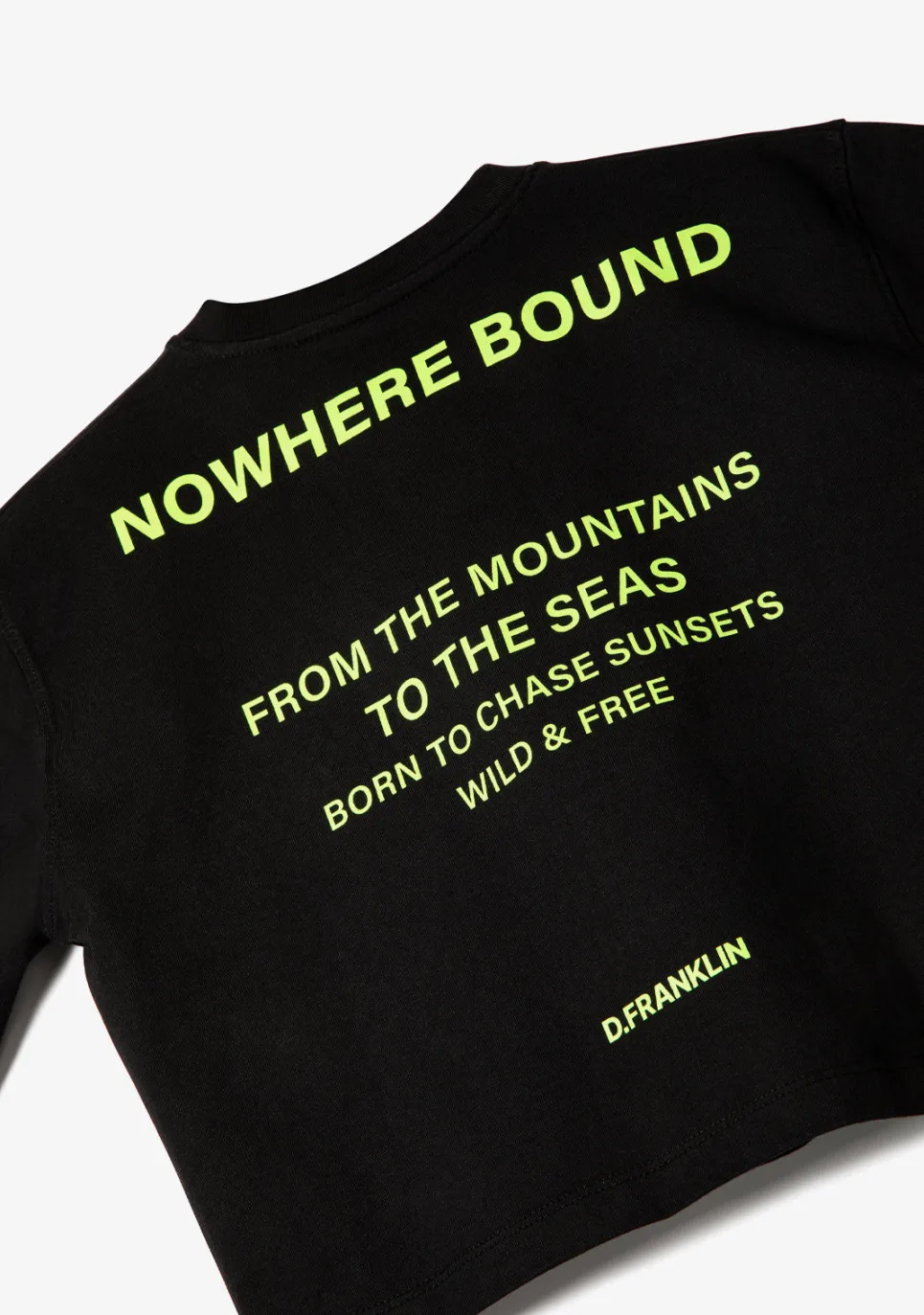 D.Franklin Nowhere Bound Cropped T-Shirt Black / Lime|Damen T-Shirts