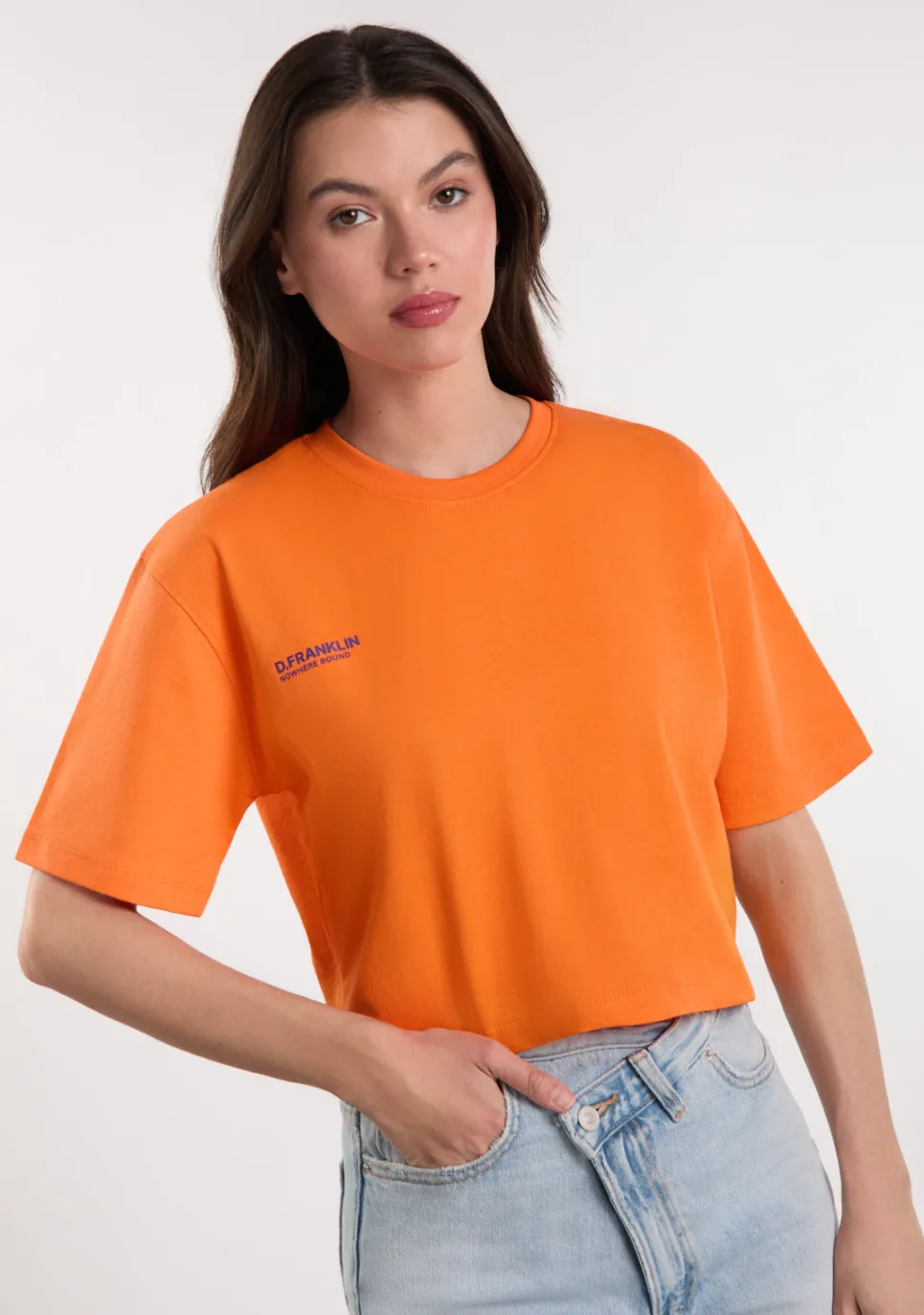 D.Franklin Nowhere Bound Cropped T-Shirt Orange / Purple|Damen T-Shirts