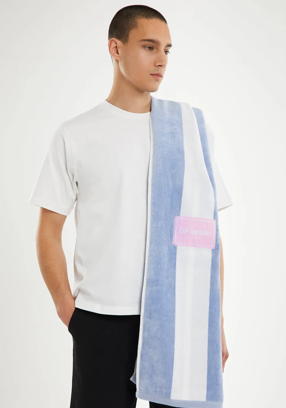 D.Franklin Old Money Jacquard Velour Beach Towel Blue|Damen Handtücher|Handtücher