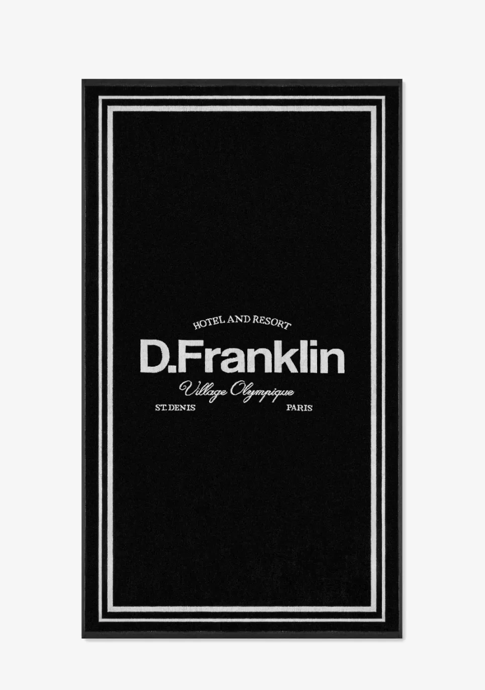 D.Franklin Old Money Jacquard Velour Beach Towel Black|Damen Handtücher|Handtücher