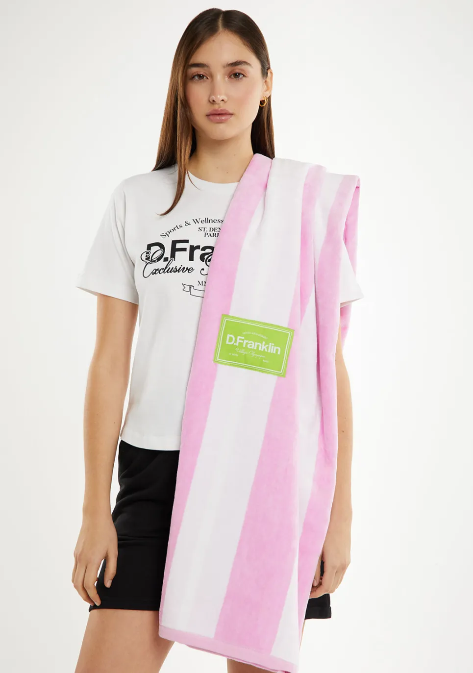 D.Franklin Old Money Jacquard Velour Beach Towel Pink|Damen Handtücher|Handtücher