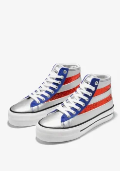D.Franklin One Way Five Patch USA|Damen Plattform-Sneakers|Sneakers