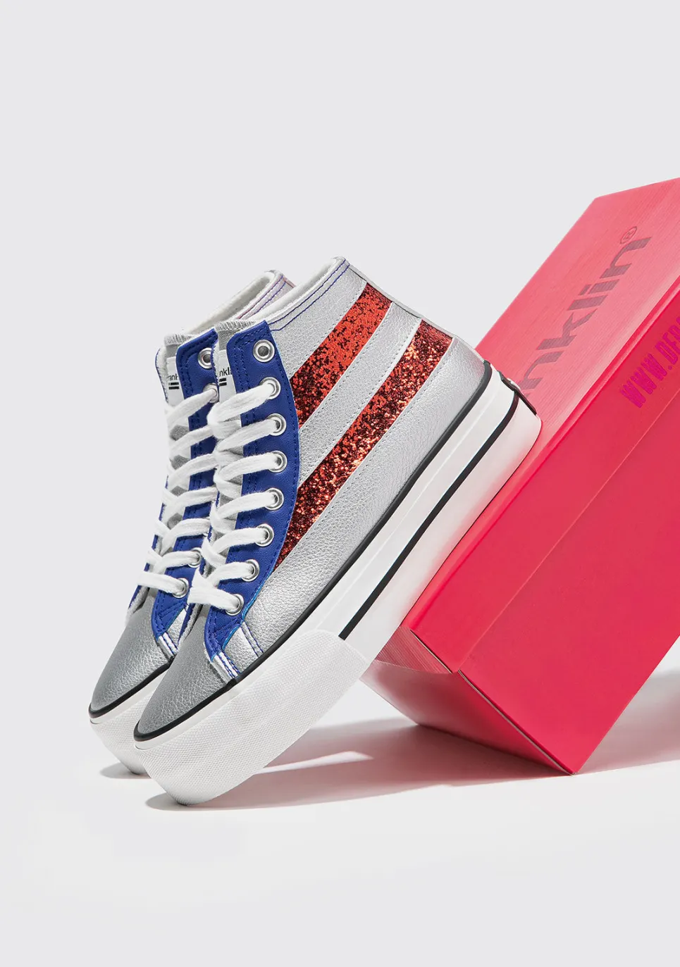 D.Franklin One Way Five Patch USA|Damen Plattform-Sneakers|Sneakers