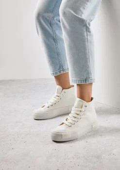 D.Franklin One Way High Classic Beige|Damen Plattform-Sneakers|Sneakers