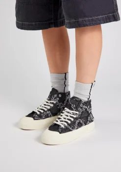 D.Franklin One Way High Denim Black|Damen Plattform-Sneakers|Sneakers