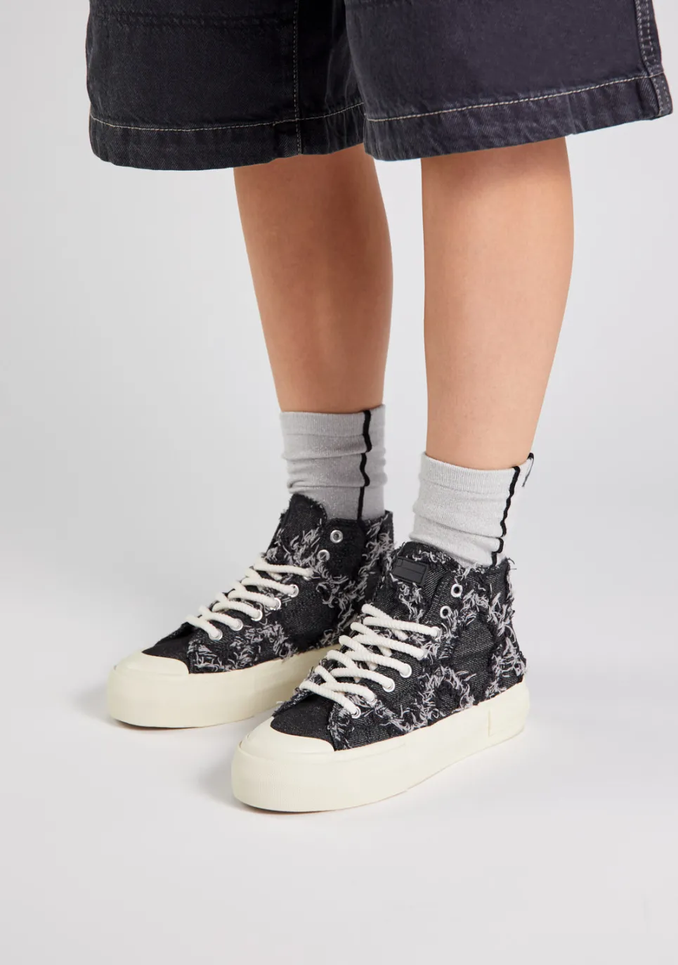 D.Franklin One Way High Denim Black|Damen Plattform-Sneakers|Sneakers
