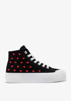 D.Franklin One Way High From Heart Black|Damen Plattform-Sneakers|Sneakers