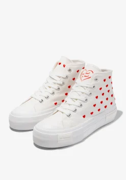 D.Franklin One Way High From Heart White|Damen Plattform-Sneakers|Sneakers