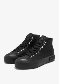 D.Franklin One Way High Full Black|Damen Plattform-Sneakers|Sneakers