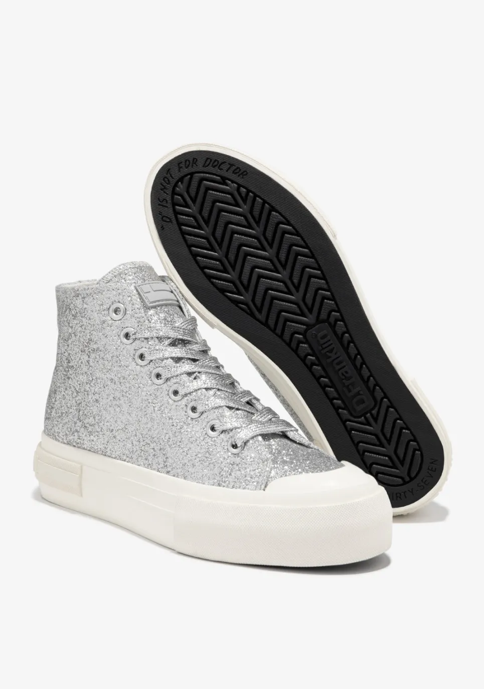 D.Franklin One Way High Glitter Silver|Damen Plattform-Sneakers|Sneakers