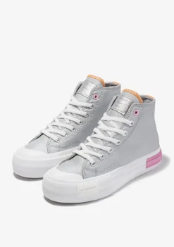 D.Franklin One Way High Summer Club Silver|Damen Plattform-Sneakers|Sneakers
