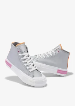 D.Franklin One Way High Summer Club Silver|Damen Plattform-Sneakers|Sneakers