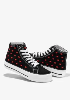 D.Franklin One Way Love Heart / Black Special Edition|Damen Plattform-Sneakers|Sneakers