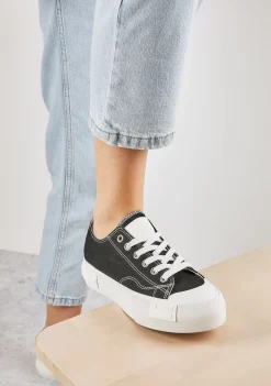 D.Franklin One Way Low Classic Black|Damen Plattform-Sneakers|Sneakers