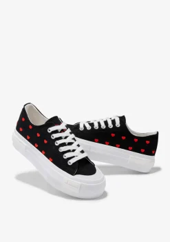 D.Franklin One Way Low From Heart Black|Damen Plattform-Sneakers|Sneakers