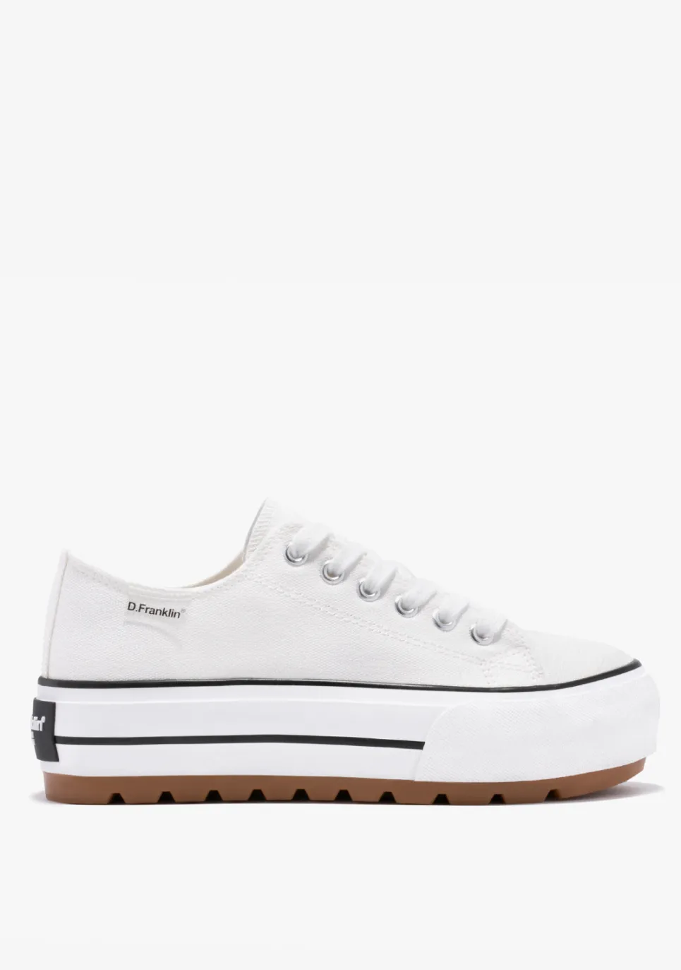 D.Franklin One Way Low Track Canvas Basic White|Damen Sneakers