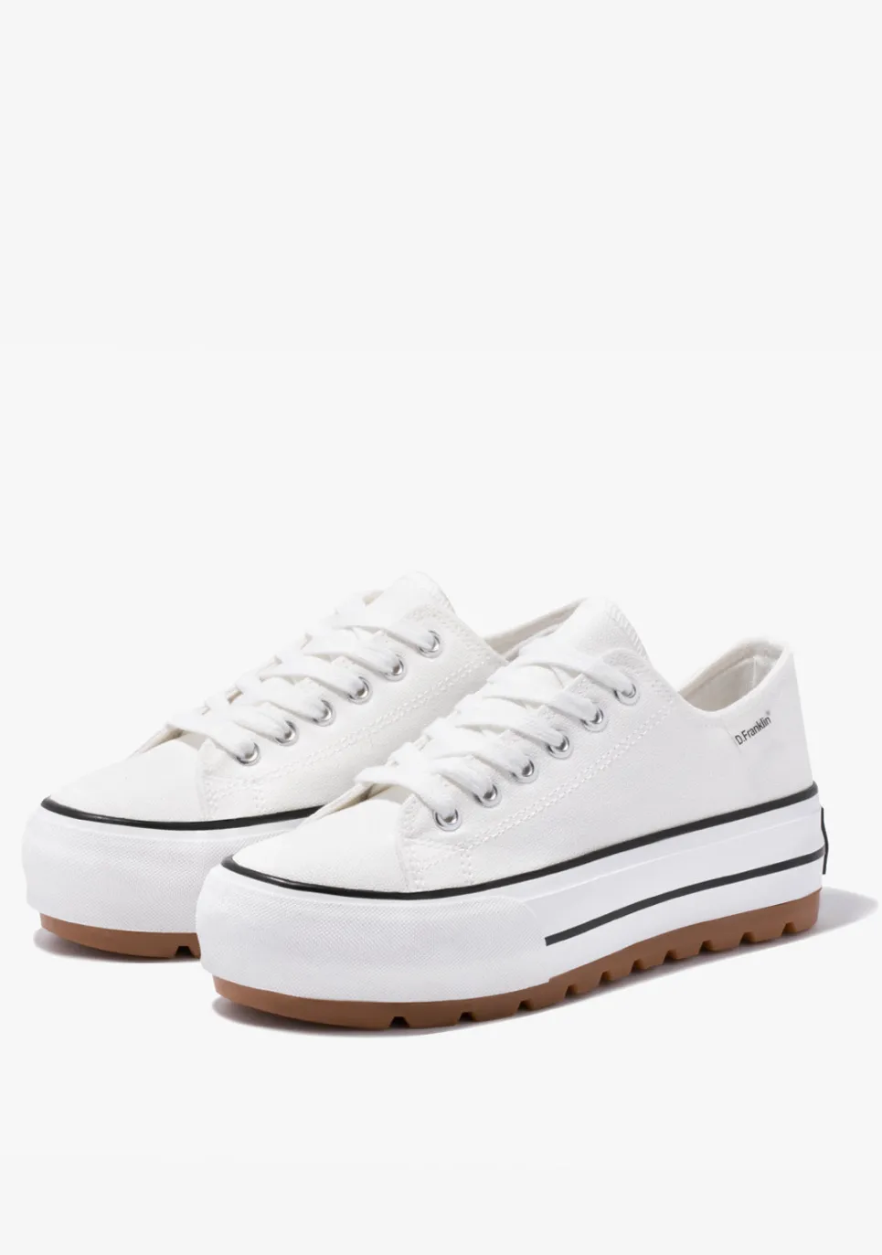 D.Franklin One Way Low Track Canvas Basic White|Damen Sneakers