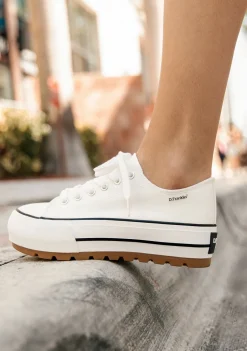 D.Franklin One Way Low Track Canvas Basic White|Damen Sneakers