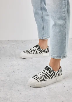 D.Franklin One Way Low Zebra Edition|Damen Plattform-Sneakers|Sneakers