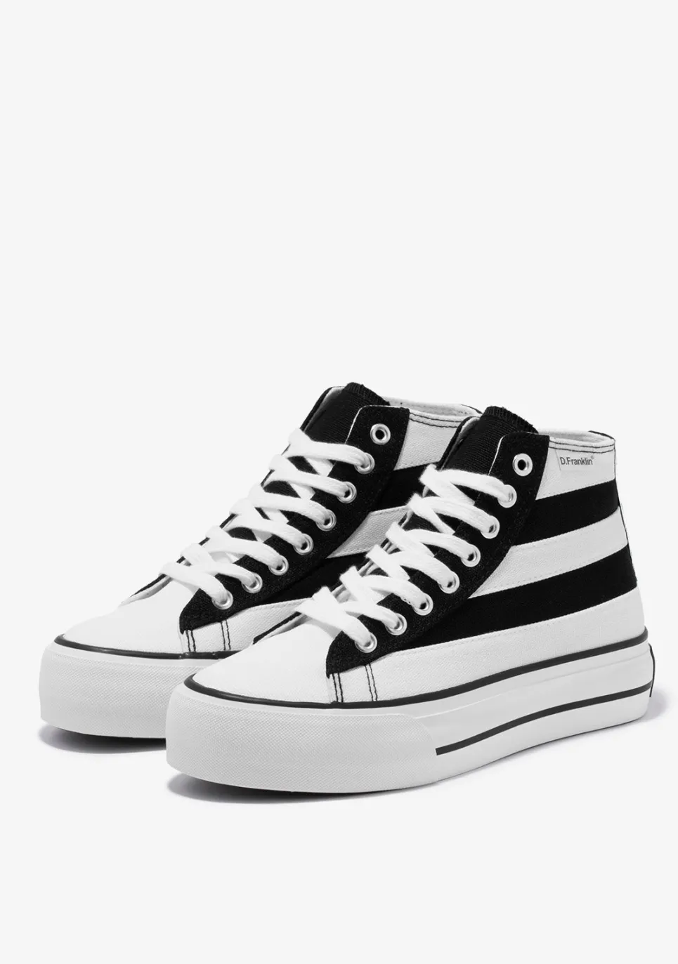D.Franklin One Way Patch Black & White|Damen Plattform-Sneakers|Sneakers