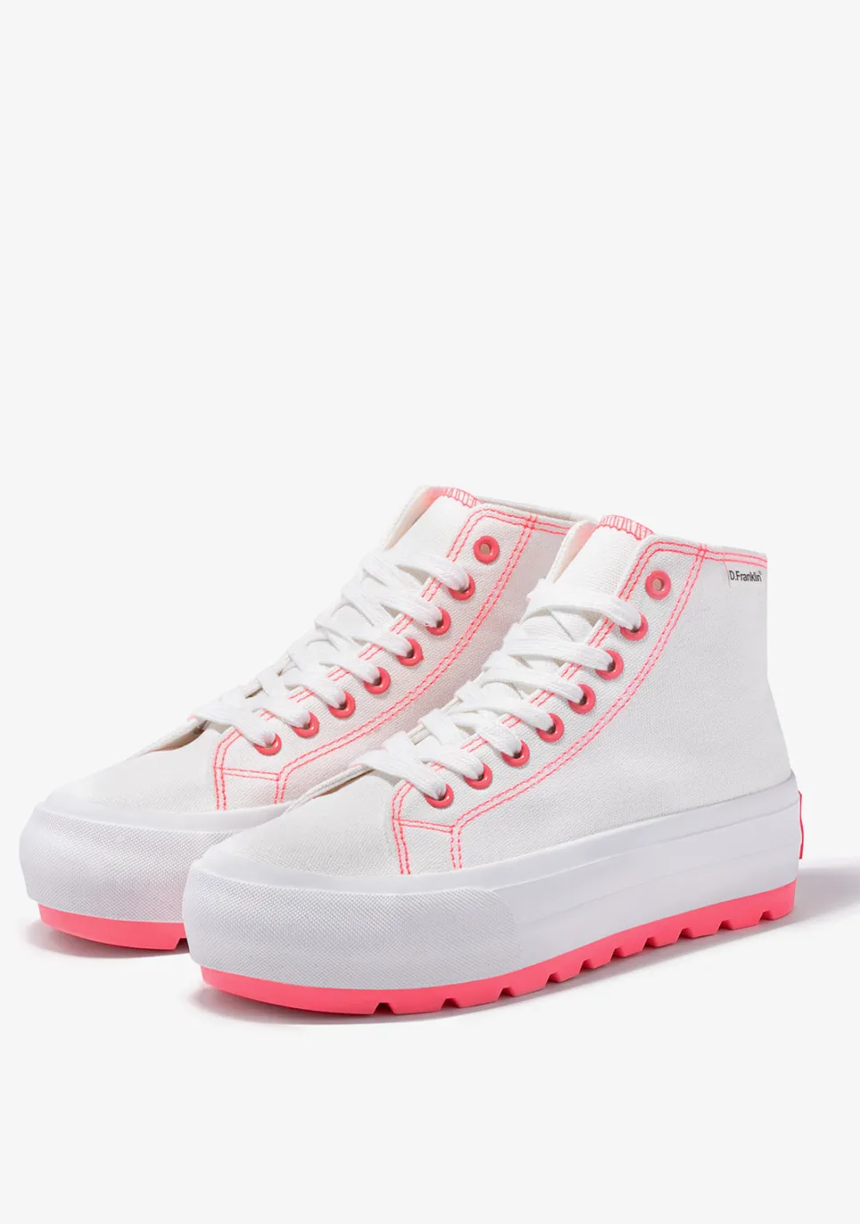 D.Franklin One Way Track Canvas Basic White / Fuchsia|Damen Plattform-Sneakers|Sneakers