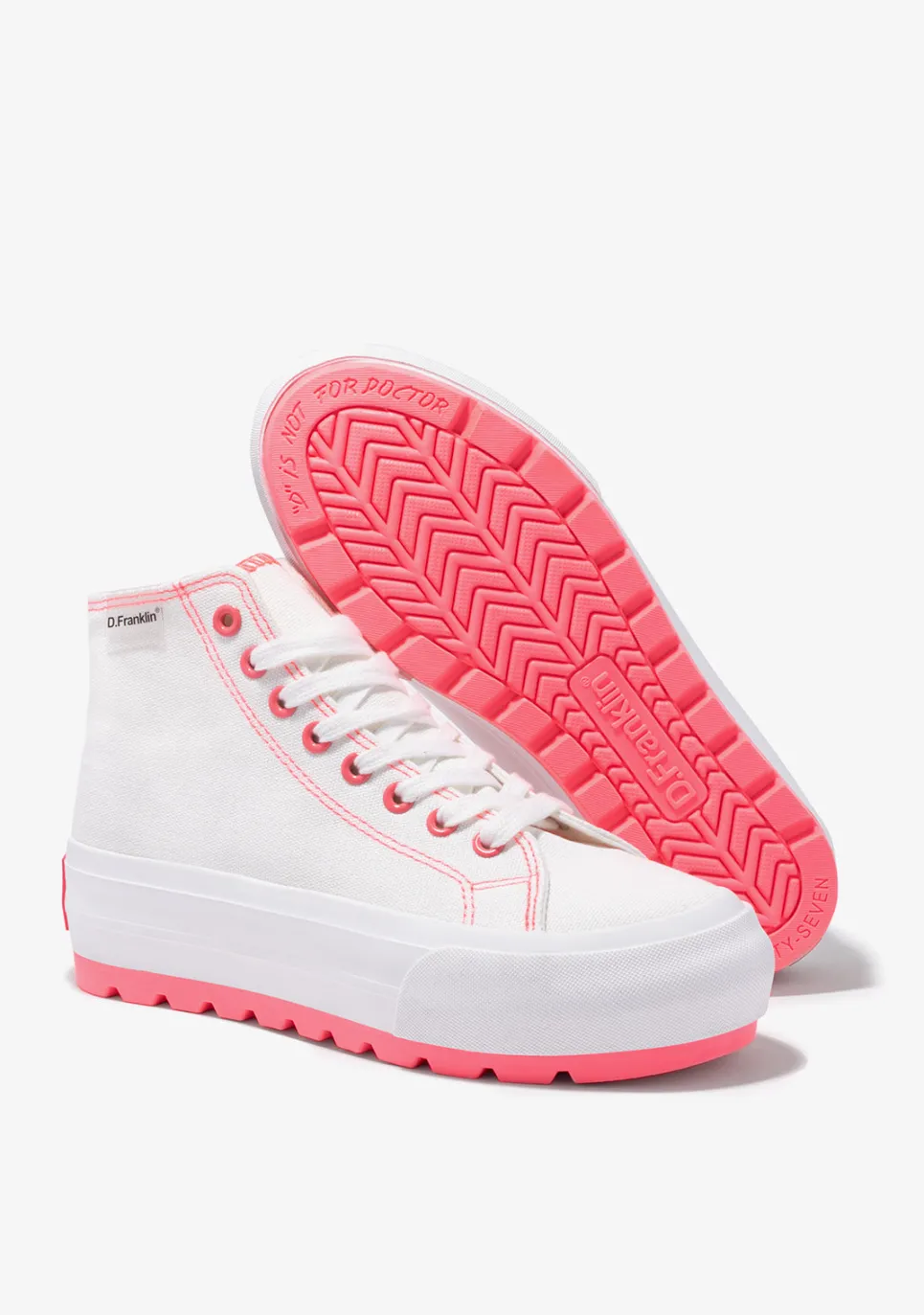 D.Franklin One Way Track Canvas Basic White / Fuchsia|Damen Plattform-Sneakers|Sneakers