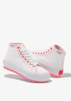 D.Franklin One Way Track Canvas Basic White / Fuchsia|Damen Plattform-Sneakers|Sneakers