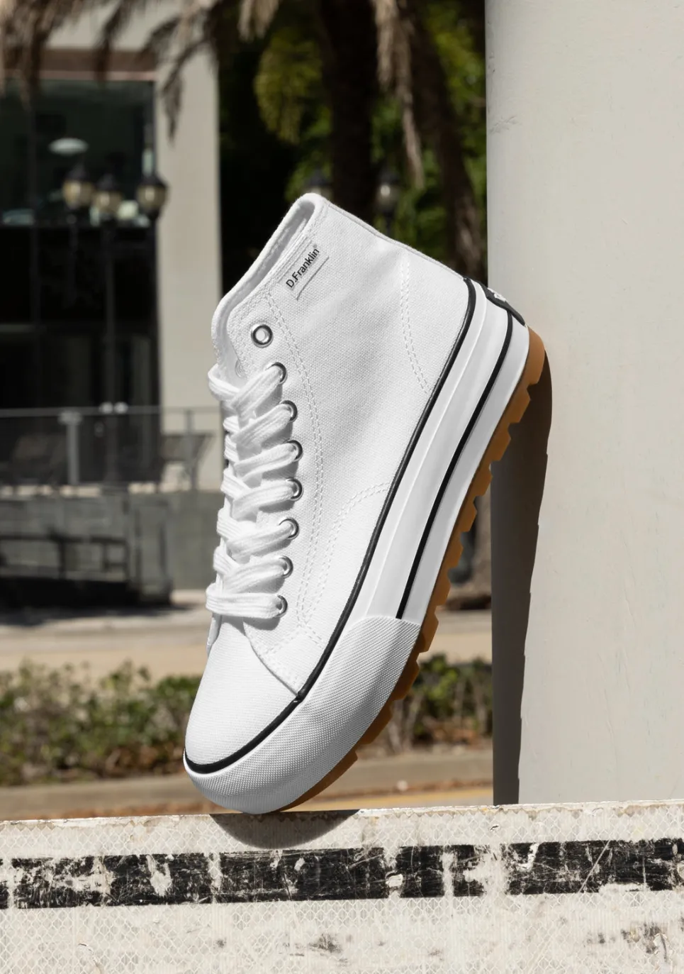 D.Franklin One Way Track Canvas Basic White|Damen Sneakers