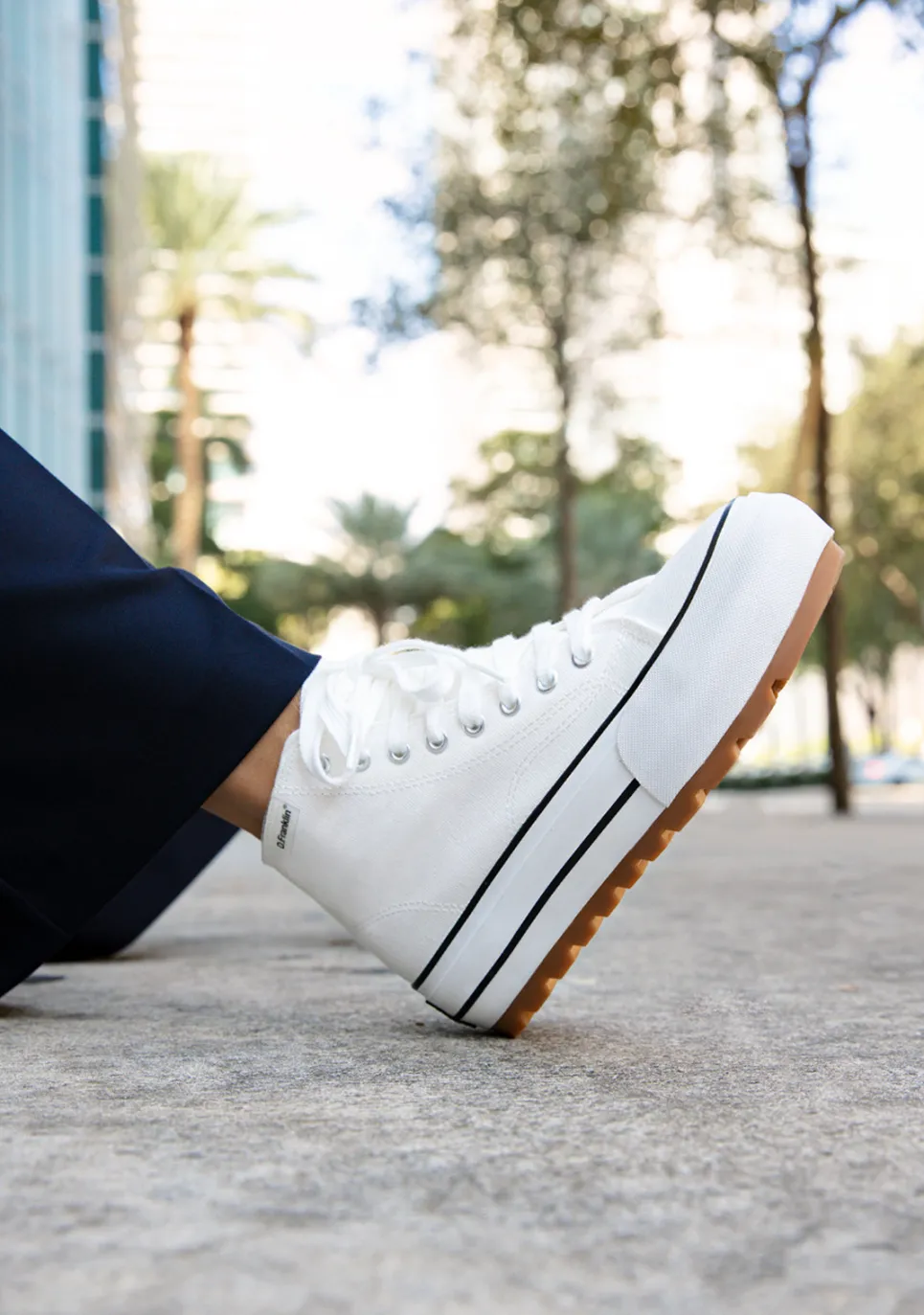 D.Franklin One Way Track Canvas Basic White|Damen Sneakers