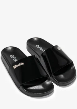 D.Franklin Pala Slide Patent Black|Damen Sandalen