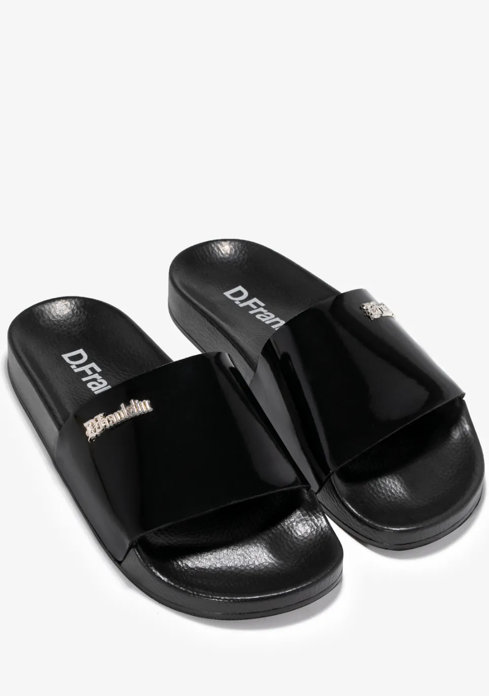 D.Franklin Pala Slide Patent Black|Damen Sandalen