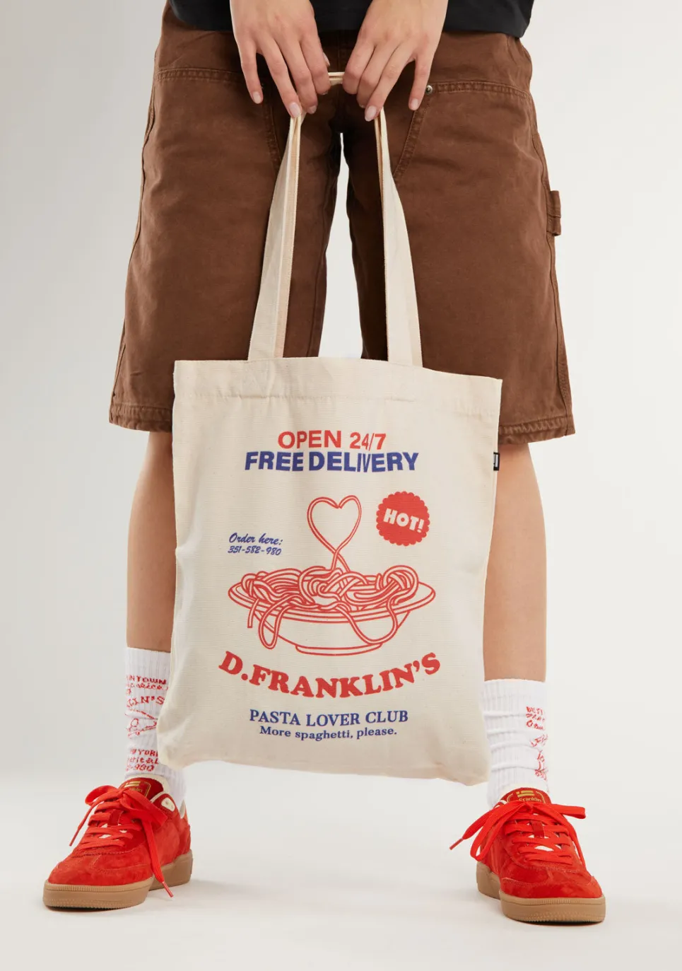 D.Franklin Pasta Lover Tote Bag Natural - Limited Edition|Damen Taschen
