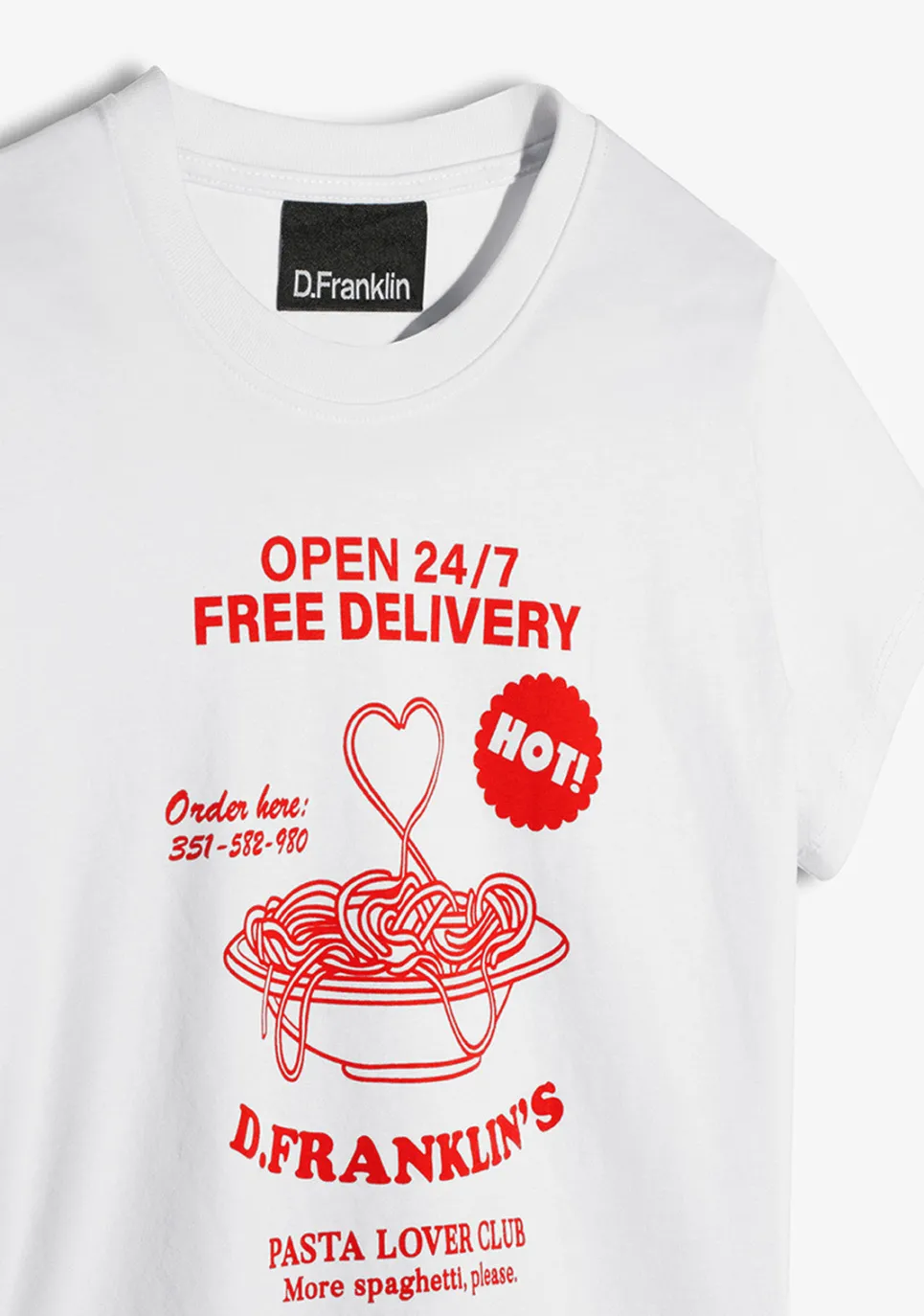 D.Franklin Pasta Lover T-Shirt White / Red|Damen T-Shirts