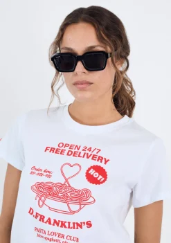 D.Franklin Pasta Lover T-Shirt White / Red|Damen T-Shirts