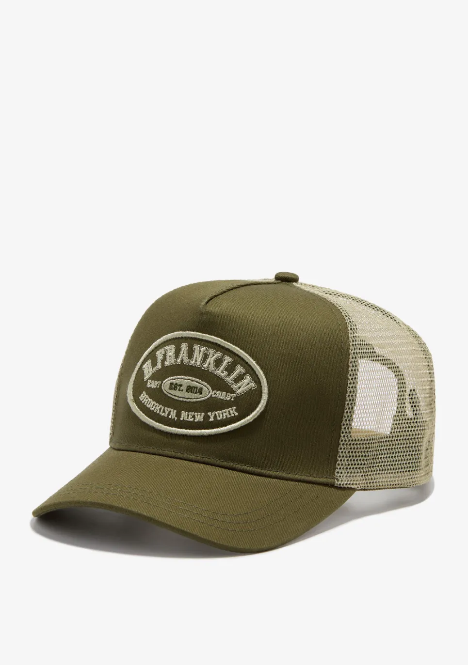 D.Franklin Patch Trucker Cap Army Green|Damen Kappen|Kappen