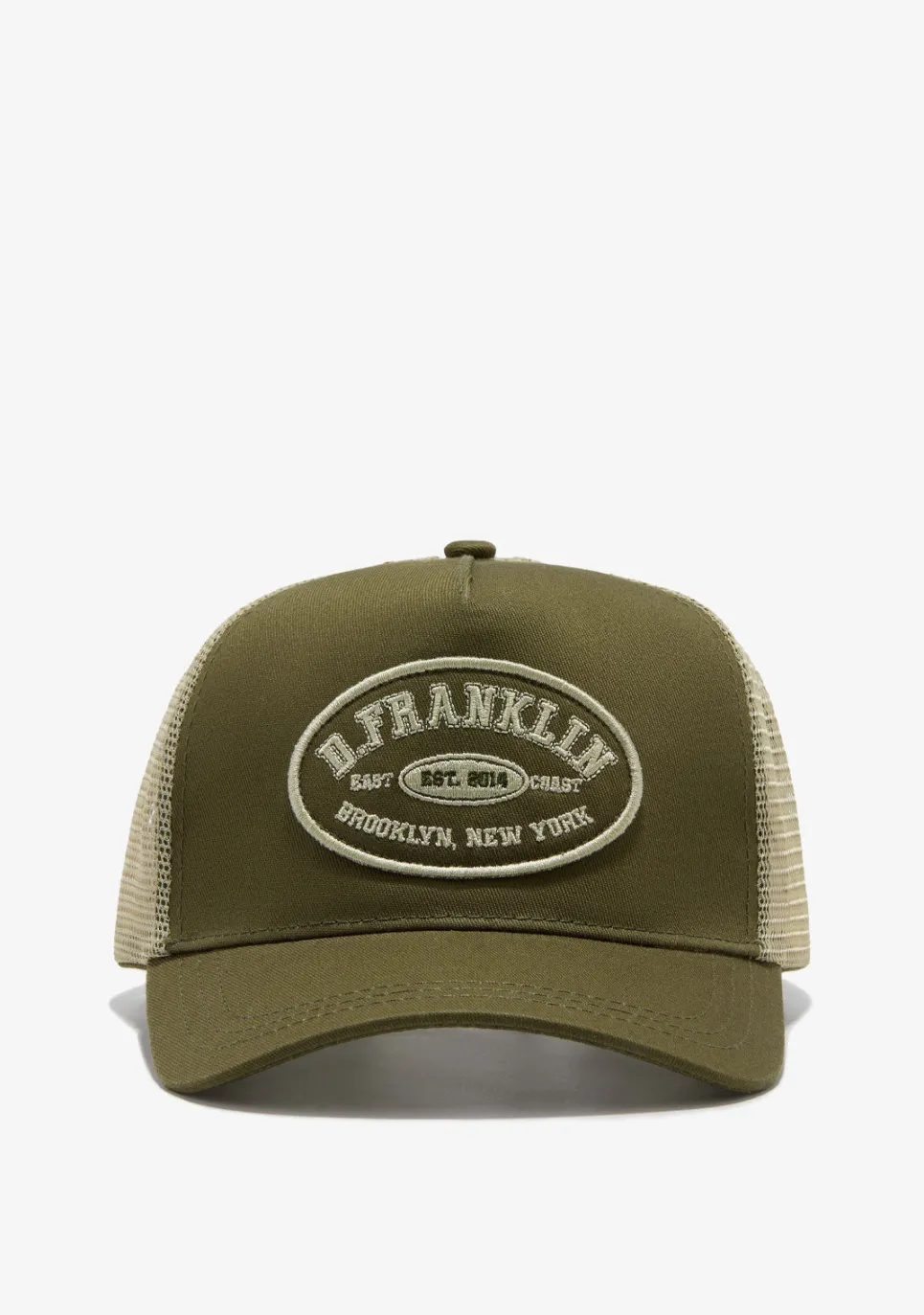 D.Franklin Patch Trucker Cap Army Green|Damen Kappen|Kappen