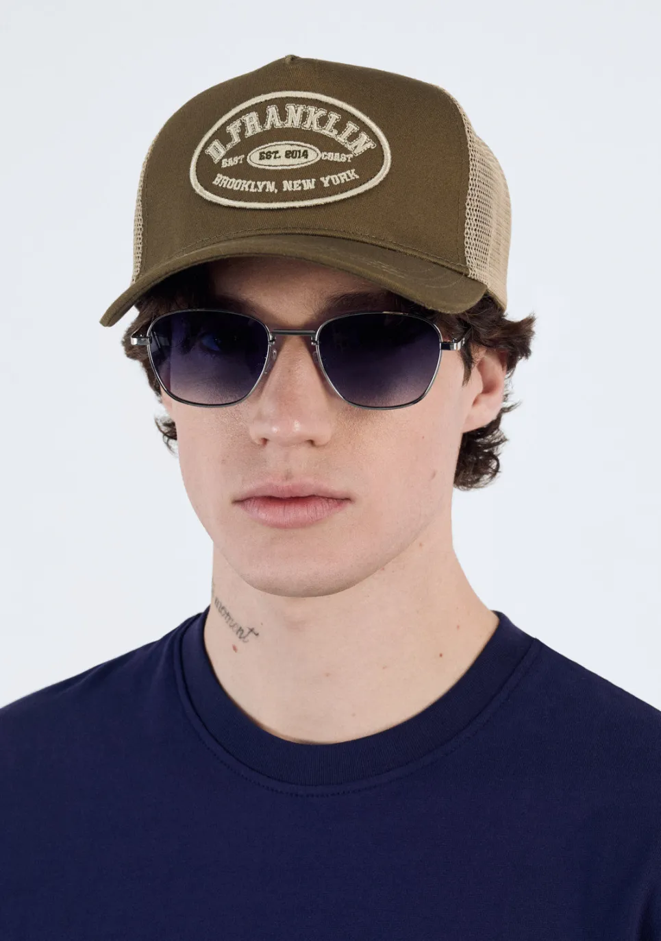 D.Franklin Patch Trucker Cap Army Green|Damen Kappen|Kappen