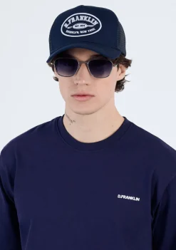 D.Franklin Patch Trucker Cap Navy|Damen Kappen|Kappen